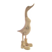 Modern Style Natural Wooden Hand Carved Cute Ornamental Duck With Boots 48 x 18cm
