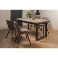 Tivoli Weathered Oak 4 to 6 Seater Extending Dining Set 4 Seurat Tan Faux Leather Chairs