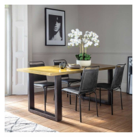 Modern Mango Wood Top And Iron Frame 6 Seater Large Dining Table 79x183cm