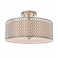 Modern Round 3 Flush Netter Design Satin Nickel Ceiling Lamp with Frosted Glass Diffuser