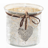 Mercury Hammered Heart Small Candle Holder