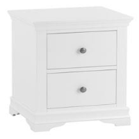 Traditional Style Wooden White Painted Large Size 2 Drawer Bedside Cabinet 60 x 48cm