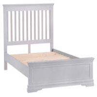 French Style Pine Wood Moonlight Grey Painted 5'0 Bed With Slatted Headboard 128 x 164cm
