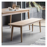 Modern Rustic Light Oak Wood Dining Bench Chevron Top Tapered Legs 165cm Wide