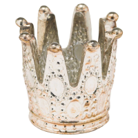 Royal Style Christmas Decorative Silver Burnished Crown Tealight Holder 8cm Diameter