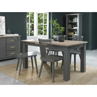 Oakham Dark Grey And Scandi 4 6 Seater Dining Table And 4 Ilva Spindle Chairs in Dark Grey