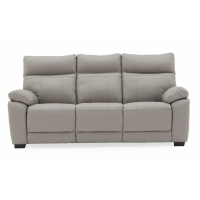 Modern Chic Light Grey Leather Upholstered Positano 3 Seater Large Fixed Sofa 200cm Wide