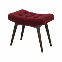Modern Wine Red Cotton Velvet With Button Tufts Living Room Curved Bench 52x63cm