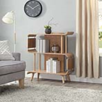 Modern Small Open Bookcase Shelving Unit Natural Mango Wood 3 Shelves