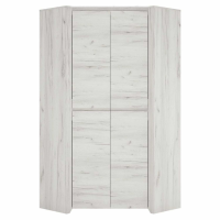 Tall Large White Oak 2 Door Modern Corner Fitted Bedroom Wardrobe