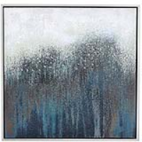 Medium Blue Framed Abstract Canvas With Crystal Stone Design Wall Art