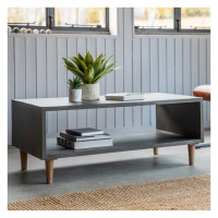 Modern Style Wooden Grey Faux Concrete Cube Living Room Coffee Table 45 x 110cm