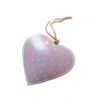 Pink Hanging Metal Heart with Dots Pink 2pk Large