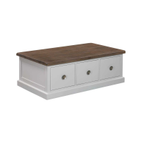 The Hampton Off White Painted Large Six Drawer Low Coffee Sofa Table 43x120cm