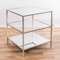 Modern Style Silver Gilt Leaf Parisienne Metal Three Tier Side Table 56x51cm