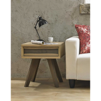 Modern Aged Weathered Oak 1 Drawer Lamp End Side Table 2 Tone Colour