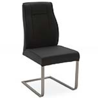Luciana Charcoal Leather Modern Kitchen Dining Room Brushed Metal Frame