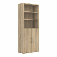 Prima Bookcase 5 Shelves With 2 Doors in Oak