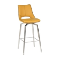 Modern Stainless Steel And Yellow Leather Upholstered Swivel Bar Chair 104 x 45cm