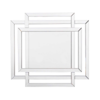 Abstract Tri Frame Rectangle Geometric Glass Framed Wall Mirror 110x100cm
