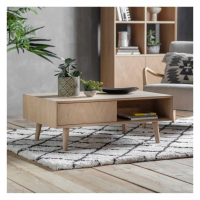 Milano Modern Light Oak 2 Drawer Large Low Coffee Sofa Table 39.8x100cm