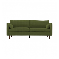 Retro Style Placido Olive Velvet Fabric Upholstered Living Room 3 Seater Sofa 88x204cm