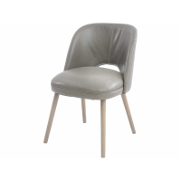 Helix Grey Leather Tub Dining Chair With Ash Legs and Cut Out Back