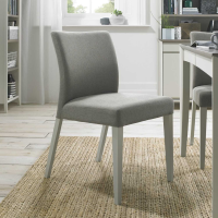 Pair of Bergen Grey Washed Titanium Fabric Upholstered Kitchen Dining Room Chair