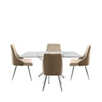 Nova 160cm Rectangular Dining Table And 4 Champagne Tiffany Chairs