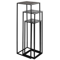 Farrah Collection Silver set of 3 Square Display Tables With Metal Legs 115 x 35cm
