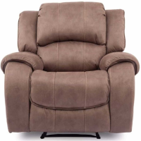Vintage Contrast Stitch Biscuit Brown Fabric 1 Seater Recliner Armchair 167.6cm Wide