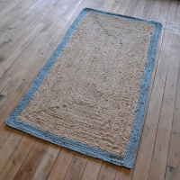Origins Jute Border Duck Egg Shade Handmade Braid Stitch Rectangular Floor Rug 160x230cm