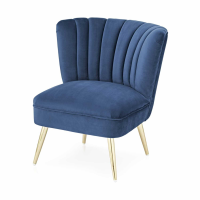 Velvet Occasional Chair with Gold Plated Legs