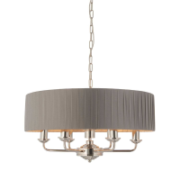 Nickel Highclere 6 Pleated Pendant Nickel And Charcoal