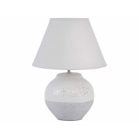 Small Skyline Grey Porcelain Table Lamp With Round White Linen Shade