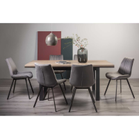 Tivoli Weathered Oak 6 to 8 Seater Table And 6 Fontana Grey Velvet Fabric Chairs Dining Set