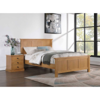 Kelly Traditional Style Natural Solid Oak 135cm 4ft6in Double Bed Frame Panel Design