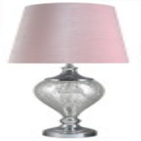 Medium Chrome Glass Regal Lamp With Blush Pink Shade