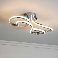 Stylish Unique Shaped Chrome Plated Finish LED Semi Flush Ceiling Light