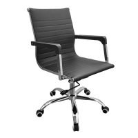 Modern Chrome Black Faux Leather With Contour Back Office Chair 89 to 97.5x65cm