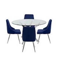 Nova 130cm Round Dining Table And 4 Blue Tiffany Chairs