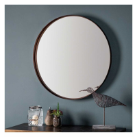 Modern Style Aged Bronze Finish Round Bedroom Wall Mirror 84 x 84cm