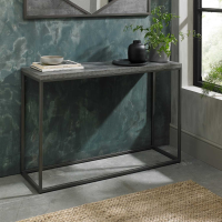 Zinc Effect And Dark Grey Metal Modern Industrial Large Hallway Console Table