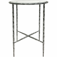 Patterdale Hand Forged Side Table Brushed Grey With Glass Top