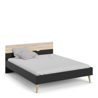 Oslo Euro King Bed (160 x 200) in Black and Oak