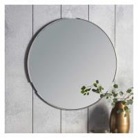 Modern Silver Framed Round Bedroom Wall Mirror 80cm Diameter