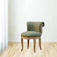 French Chair Upholstered In Multi Coloured Tartan Grey Tweed With Sculpted Wooden Legs