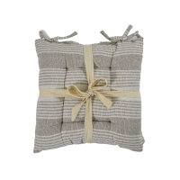 Green Recy Cott Stripe Seatpad Taupe 2pk