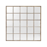 Traditional Style Champagne Gold Finish Large Multi Square Window Pane Bedroom Wall Mirror 100x100cm