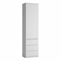 Fribo Tall narrow 1 door 3 drawer cupboard in White